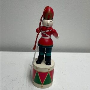 Festive Wooden Soldier Ornament - Red and Green